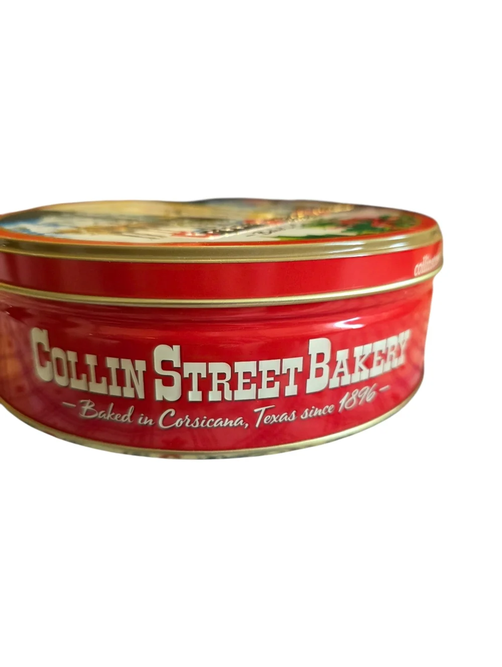 🔴Collin Street Bakery Holiday Cookie Tin - Red Trim